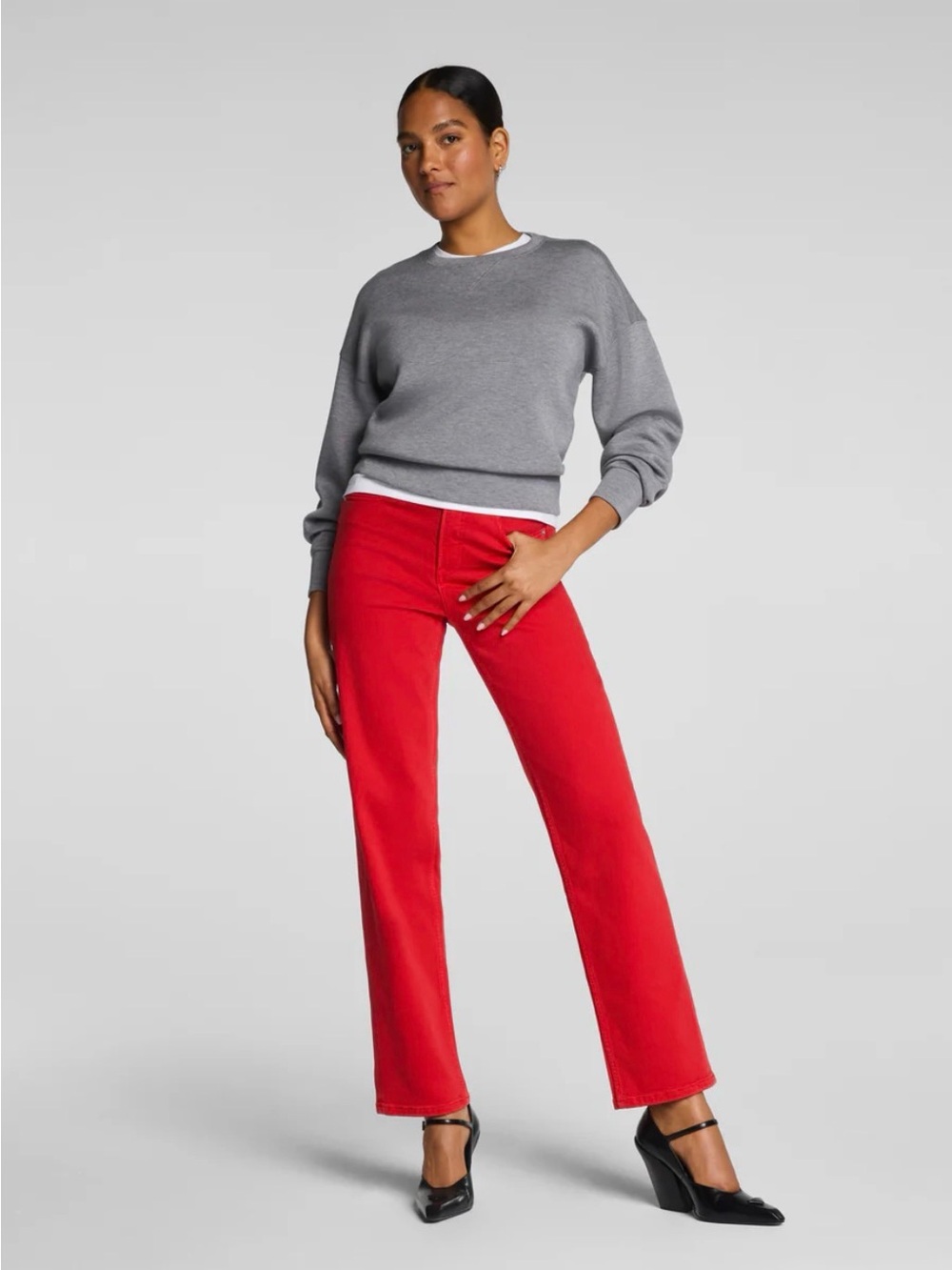 SPANX Straight-Leg Jeans in Bright Red